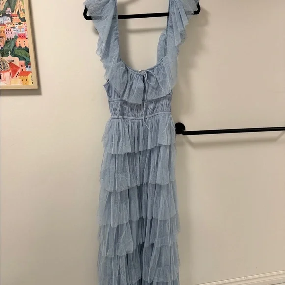 Blue Ruffled Maxi Dress - Picture 2 of 11